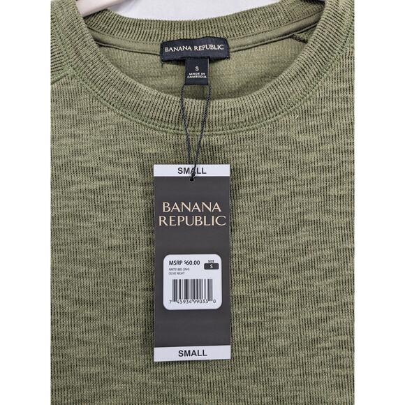 Banana Republic Double Knit Shirt S‎ Olive Green Crewneck Long Sleeves Layering - Picture 7 of 11